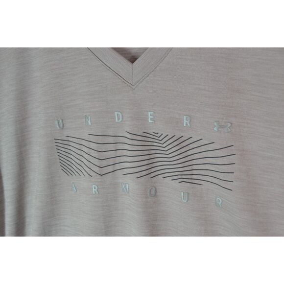 Under Armour Heatgear Women's XL Grey Loose Fit Graphic Print V-Neck T-Shirt - Picture 4 of 12